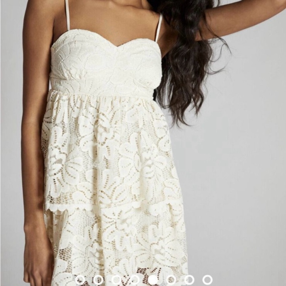 Maeve Strapless White Lace Dress